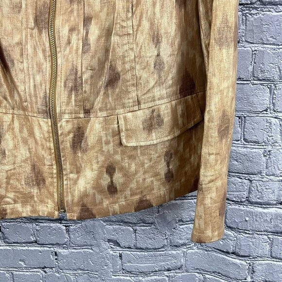 Chico's Size 1 M 8 Gold Collarless Zip Front Jacket Linen Cotton Blend - Picture 4 of 6